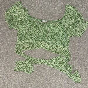 Green tie back top size large